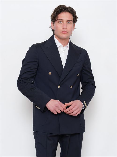 Abito Doppiopetto Blu Navy Briglia1949 Taurasipo in Fresco Lana Stretch Sfoderato BRIGLIA 1949 | TAURASIP 325125B11